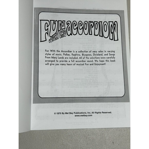 Fun with the Accordion sheet Music By Frank Zucco Mel Bay 1975 For Beginners - Picture 2 of 4